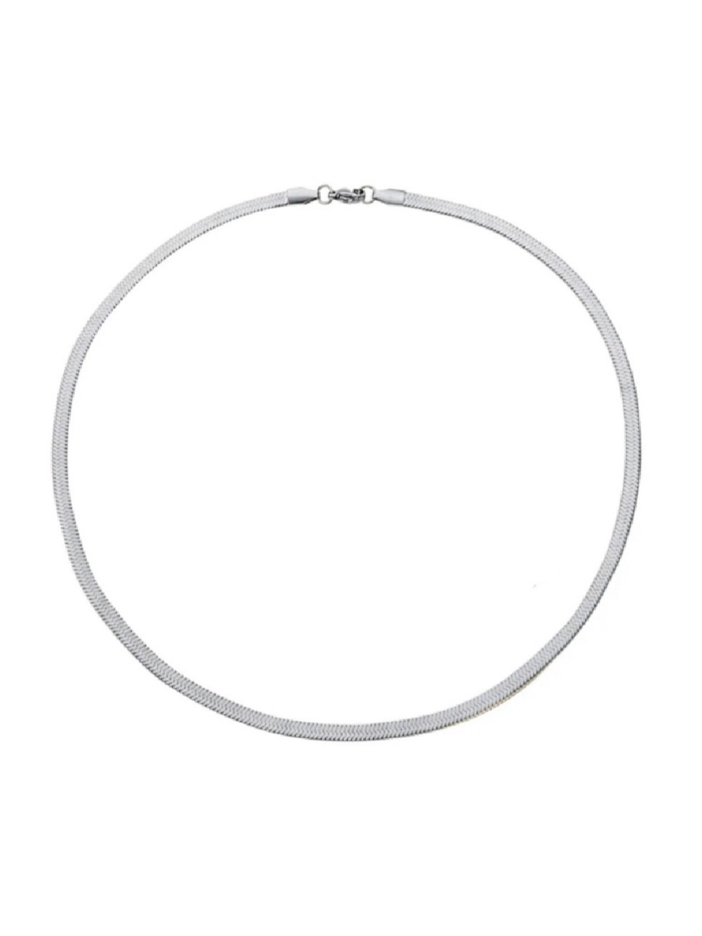 Sterling Silver Herringbone Chain Necklace - Silver